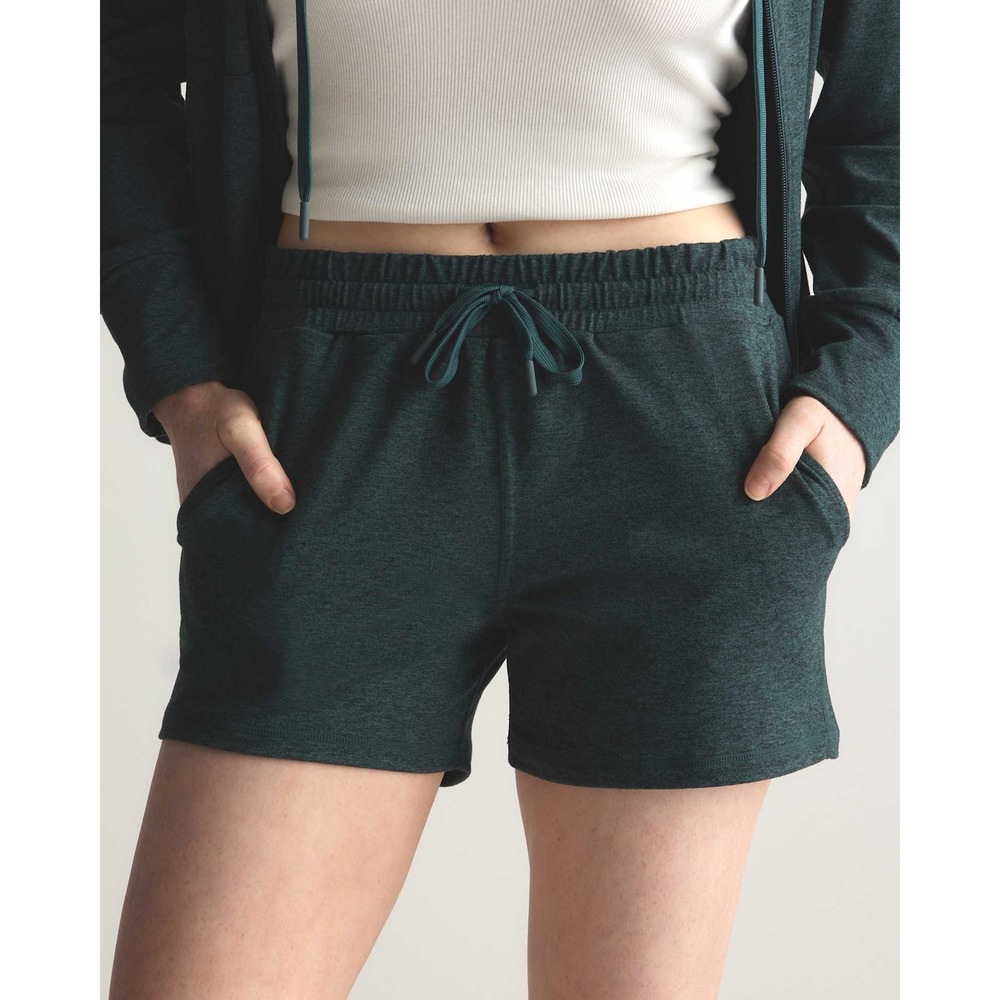 Quince Flowknit Performance Shorts Dark Green Heathered Athleisure Small NWT